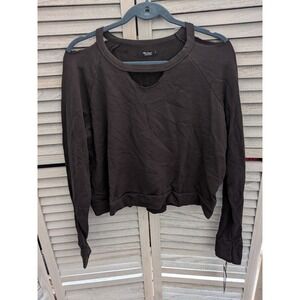 Michael Lauren Cold Shoulder Sweatshirt Cutout French Terry Black Small NEW